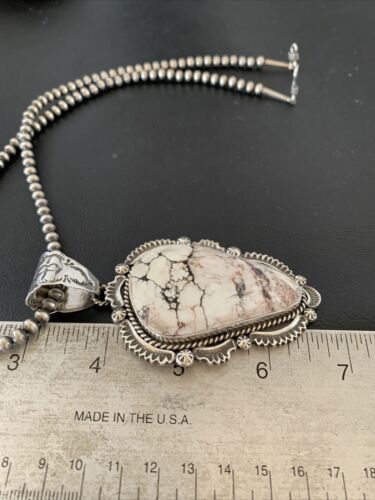Navajo Wild Horse Turquoise Pendant Necklace | Sterling Silver | Authentic Native American Handmade | 1932