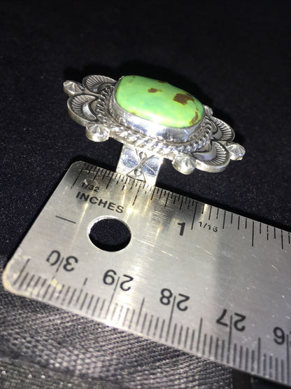 Native American Navajo Green Gaspeite Ring | Sterling Silver | Sz 6.5 | 1805