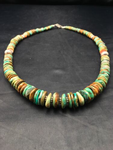 Authentic Navajo Turquoise Graduated Necklace | Sterling Silver | 23" | Native American Jewelry | 4363