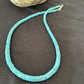 Navajo Blue Turquoise Heishi Necklace with Sterling Silver & Graduated Pearl Stab | Authentic Native American | 17" | 01184