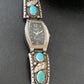 Vintage Navajo Sterling Silver Watch Tips | Old Pawn Blue Turquoise Band | Authentic Native American Jewelry