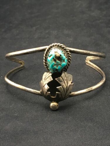 Navajo Blue Turquoise Bracelet | Sterling Silver | Authentic Native American Handmade | 4416