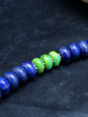 Navajo Lapis & Turquoise Beads Necklace | Sterling Silver | Authentic Native American Handmade | 20" | 3269