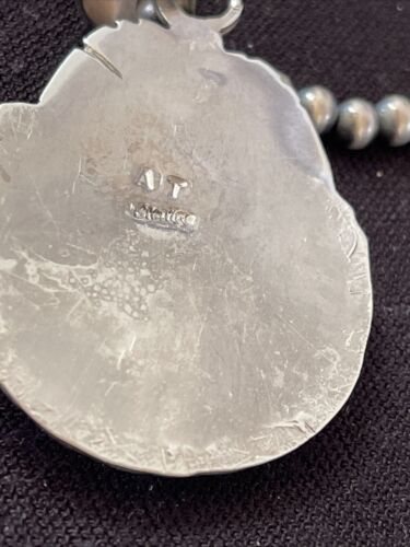 Native American Men's Necklace | Sterling Silver Navajo Pearls with Blue Lapis Pendant | 1525