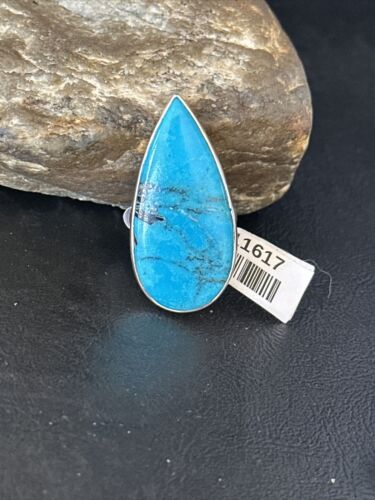 Women's Navajo Handmade Blue Kingman Turquoise Ring | Sterling Silver | Sz 9 | 11617