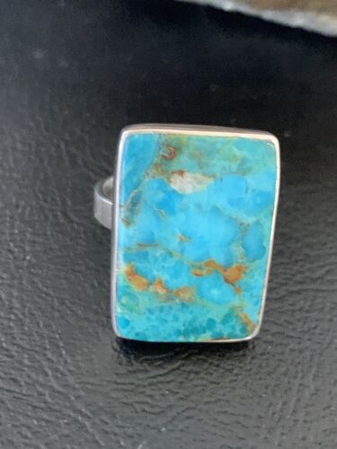 Navajo Blue Kingman Turquoise Ring | Sterling Silver | Sz 8 | Authentic Native American Handmade | 12789