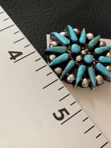 Navajo Blue Cluster Turquoise Stud Post Earrings | Sterling Silver | Authentic Native American Handmade | 12302