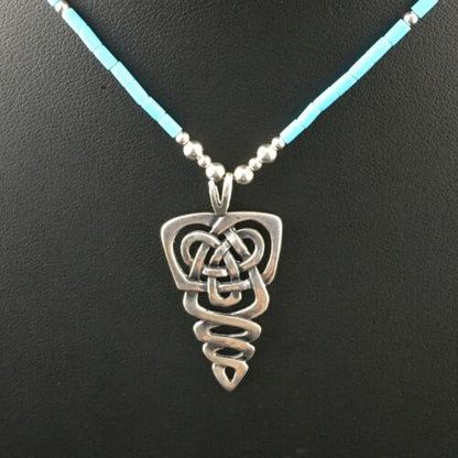 Native American Turquoise Heishi Bead Necklace Pendant | Sterling Silver | 18" | 10138