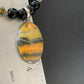 Men's Navajo Pearls Onyx Bumblebee Jasper Necklace Pendant | Sterling Silver | Native American Handmade | 10323
