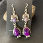 Navajo Purple Sugilite Dangle Earrings | Sterling Silver | 2" | Authentic Native American Handmade | 12902