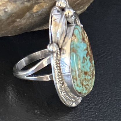 Navajo Blue Turquoise Ring | Sterling Silver | Sz 9 | Authentic Native American Handmade | 14288