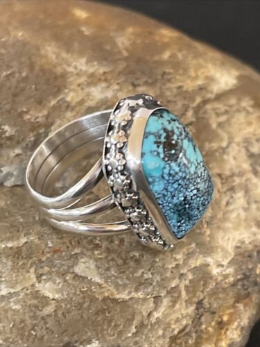 Navajo Blue Spiderweb Turquoise Ring | Sterling Silver | Sz 6 | Authentic Native American Handmade | 10304