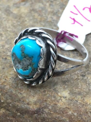 Native American Kingman Turquoise Navajo Ring | Sterling Silver | Sz 4.5 | 4450