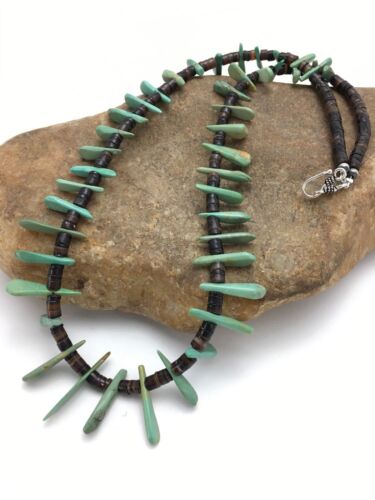 Southwestern Green Turquoise Bone Bead Necklace | Sterling Silver | 20" | 3013 - Masha USA