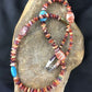 Navajo Turquoise | Purple Red Spiny Oyster Bead Necklace | Sterling Silver | 22" | 10143
