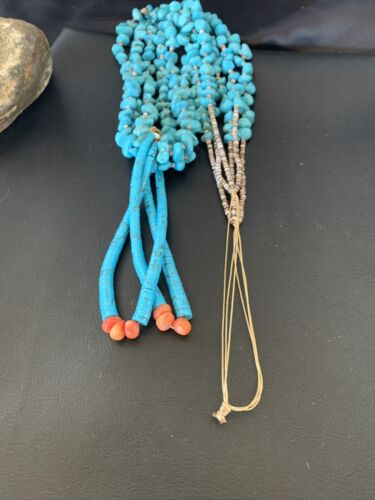 Southwestern Santo Domingo Jacla Shell Spiny Turquoise Jacla Necklace | 34" | Authentic Native American Handmade | 11994