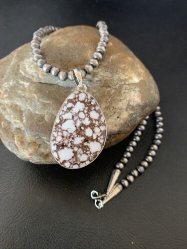 Men's Navajo Wild Horse Turquoise Pendant Necklace | Sterling Silver | Authentic Native American Handmade | 12816