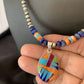 Navajo Multi-Color Spiny Turquoise Inlay Pendant | Sterling Silver | Authentic Native American Handmade | 10658