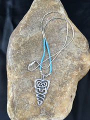 Native American Turquoise Heishi Bead Necklace Pendant | Sterling Silver | 18" | 10138