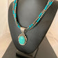Navajo Kingman Turquoise Pendant Necklace | Sterling Silver | 3-Strand | Authentic Native American Handmade | 3204