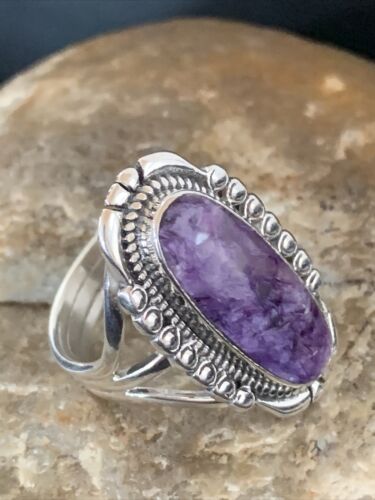 Native American Navajo Purple Charoite Ring | Sterling Silver | Sz 9 | 1453