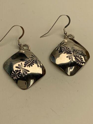 Native American Navajo Stamped Sterling Silver Earrings | Authentic Handmade | 4754