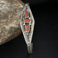 Native American Navajo Red Coral Cuff Bracelet | Sterling Silver | Authentic Handmade | 14592