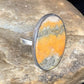 Navajo Yellow Bumble Bee Jasper Ring | Sterling Silver | Sz 8 Adjustable | Authentic Native American Handmade | 14020