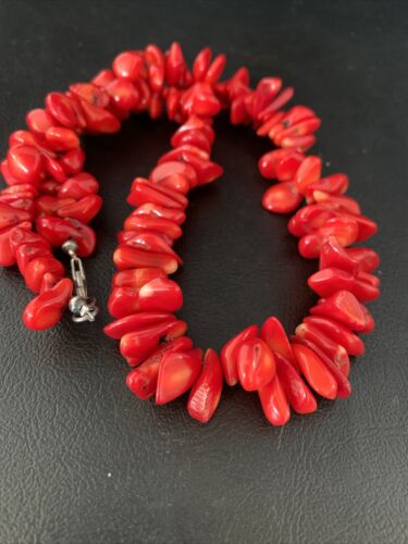 Navajo Bamboo Coral Strand Necklace | Sterling Silver | 18" | Authentic Native American Handmade | 13496