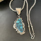 Men's Navajo Blue Spiderweb Turquoise Pendant Necklace | Sterling Silver | Authentic Native American Handmade | 10661