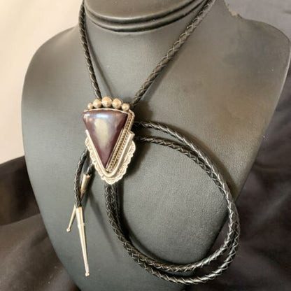 Southwestern Men's Bolo Tie | Purple Spiny Oyster | Sterling Silver | Navajo | 12936