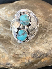 Navajo Kingman Turquoise Multi-Stone Ring | Authentic Native American Sterling Silver | Sz 10.5 | 14171
