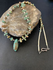 Navajo Royston Bead Green Turquoise Pendant Necklace | Sterling Silver | 22" | 12536