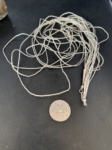 Navajo Graduated Liquid Heishi Necklace | 10 Strand Sterling Silver | 22" Beveled Tubes | 14710