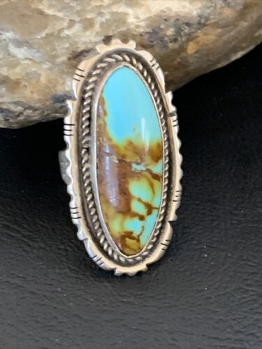 Native American Navajo Sterling Silver Turquoise #8 Ring | Sz 8.5 | 12065