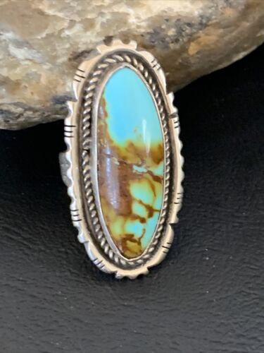 Native American Navajo Sterling Silver Turquoise #8 Ring | Sz 8.5 | 12065 - Masha USA