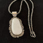 Sterling Silver Navajo White Buffalo Turquoise Pendant | Men's Necklace  | 00340 | Native American Handmade