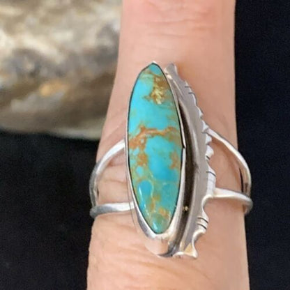 Southwestern Navajo Blue Kingman Turquoise Ring | Sterling Silver | Sz 9 | 13528