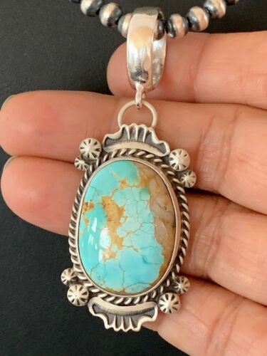Men's Royston Turquoise Pendant Necklace | Navajo Pearls | Sterling Silver | Authentic Native American | 4302