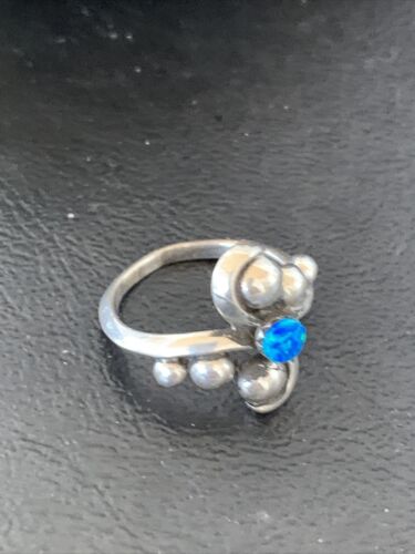 Southwestern Women's Navajo Blue Opal Ring | Sterling Silver | Sz 7 | 10814