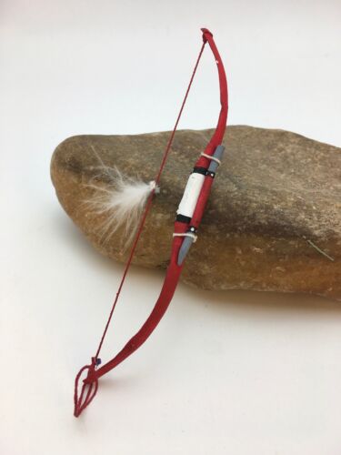 Native American Red Leather Bow Model Car Charm Dangle | Navajo Handmade | 6.5" | 8891