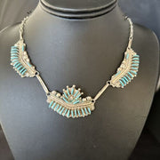 Zuni Kingman Turquoise Needle Point Necklace Pendant | 20" | Sterling Silver | 14536