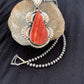 Navajo Spiny Oyster Pendant Necklace | Sterling Silver Pearls | Authentic Native American Handmade | 4628