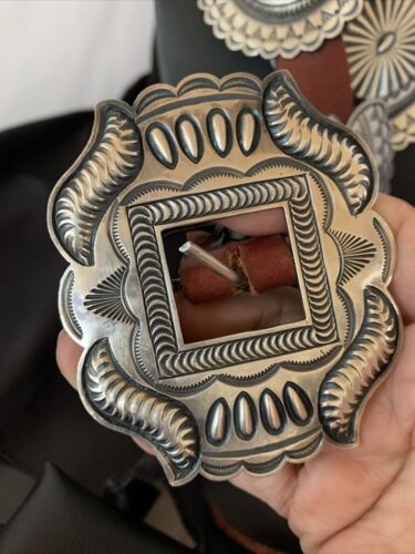 Native American Sterling Silver Navajo Concho Belt | Authentic Handmade | 12135 - Masha USA
