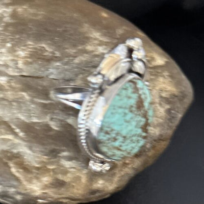 Navajo Blue Turquoise #8 Rings | Sterling Silver | Sz 9 | Authentic Native American Handmade | 14284