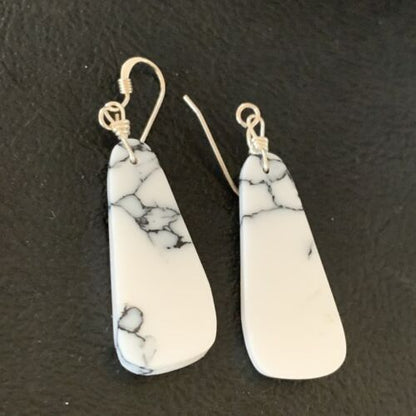 Navajo White Buffalo Turquoise Dangle Earrings | Sterling Silver | 1.25" | Authentic Native American Handmade | 12840