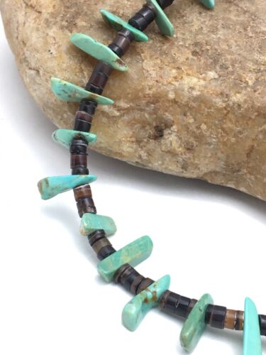 Navajo Green Turquoise & Bone Bead Necklace | Sterling Silver | 20" | Authentic Native American Handmade | 3281