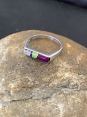 Navajo Blue Turquoise Purple Sugilite Opal Inlay Ring | Sz 7 | Authentic Native American Handmade | 11150