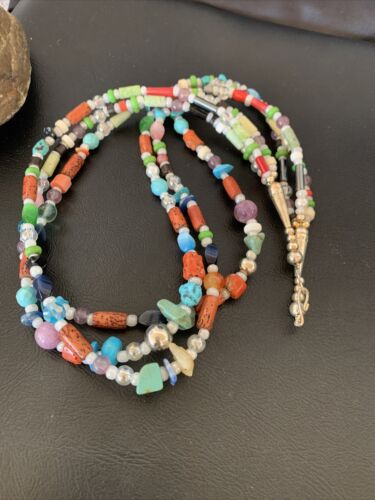 Native American Santo Domingo Pearl Mixed Bead Necklace | 3-Strand | 24" | 11989