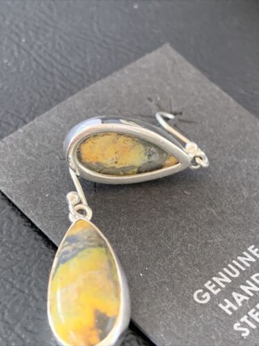 Native American Women's Navajo Bumblebee Jasper Earrings Set | Sterling Silver | Handmade | 1561 - Masha USA